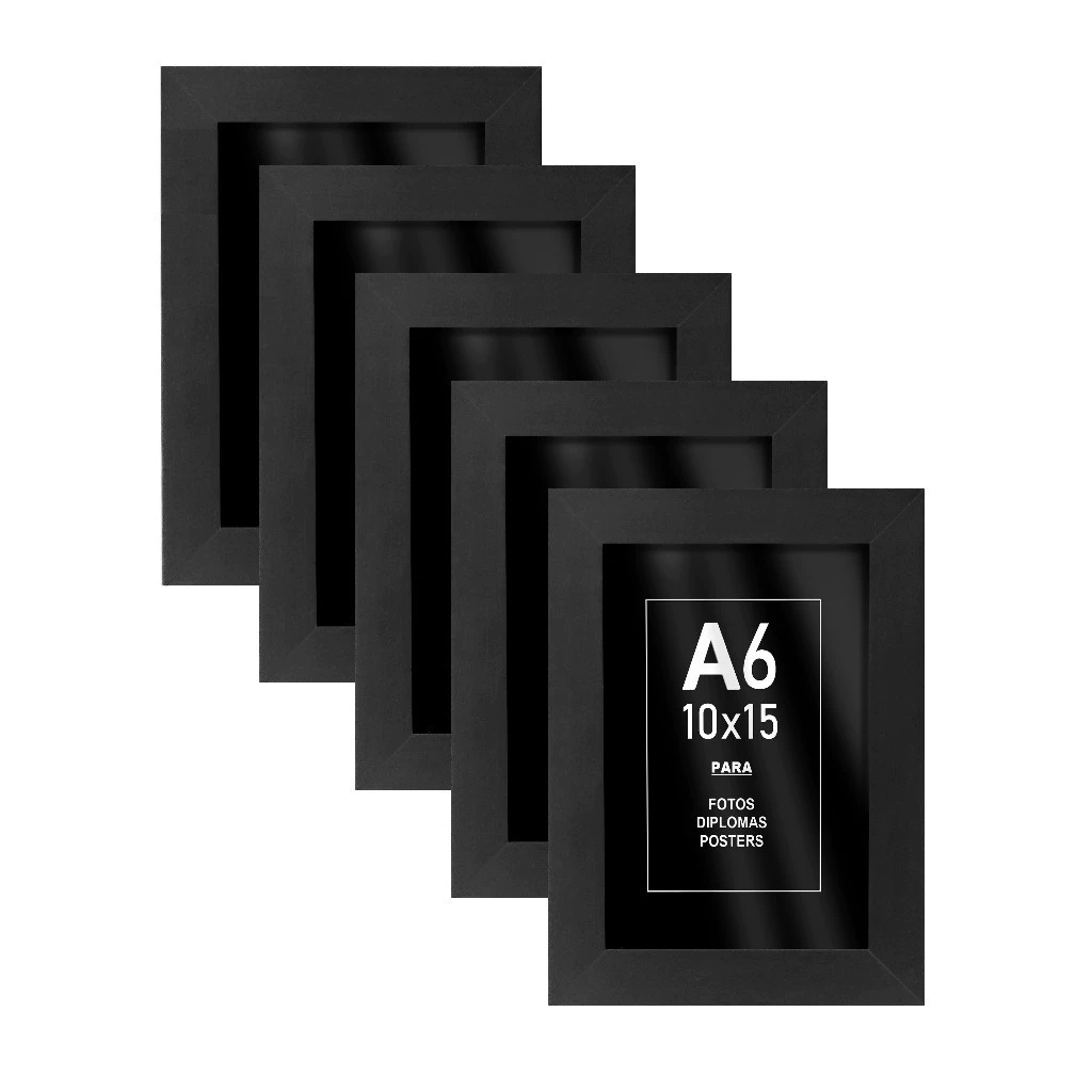 Kit 5 Porta Retratos 10x15 Quadros A6 Com Vidro