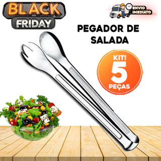 Kit Pegador de Salada Multiuso com Cabo Longo em Aço Inox Linha Premium - 02, 03 ou 05 Unidades