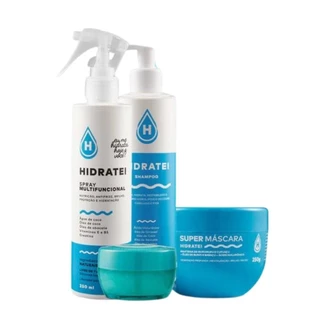Kit Hidratação Hidratei 1x Super Máscara Hidratei + 1x Leave-in Multifuncional+ 1x SHRP: Creme Proteína + 1x Shampoo
