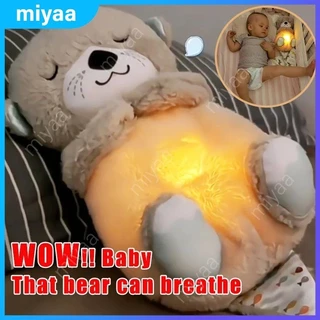 Respiração Urso Bebê Calmante Lontra Boneca de Pelúcia Brinquedo Crianças Música Calmante Bebê Dormindo Companheiro Som E Luz Boneca Brinquedo miyaa.br