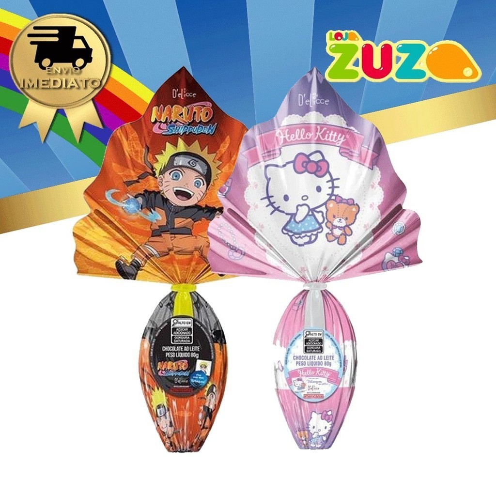 Ovo De Páscoa Naruto Shippuden 80g +Ovo Hello Kitty | Shopee Brasil