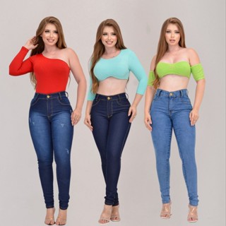 Calça jeans feminina cintura alta cós alto levanta bumbum - R$ 79.99, cor  Vermelho (com lycra) #35218, compre agora