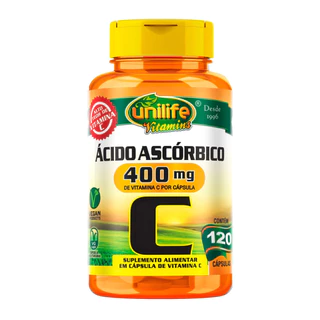 Vitamina C 400mg Ácido Ascórbico Unilife 120 Cápsulas
