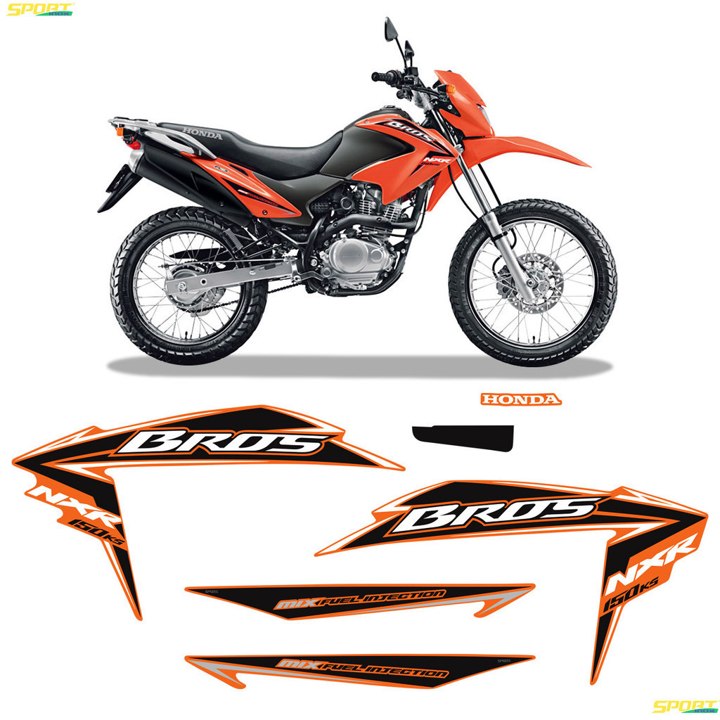 Kit Adesivos Honda Bros Nxr 150 Ks 2011 Moto Laranja | Shopee Brasil