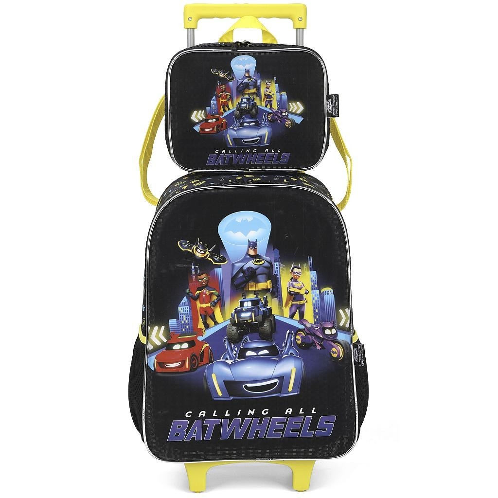Kit Mochila de Rodinhas Lancheira Luxcel Batwheels Preto | Shopee Brasil