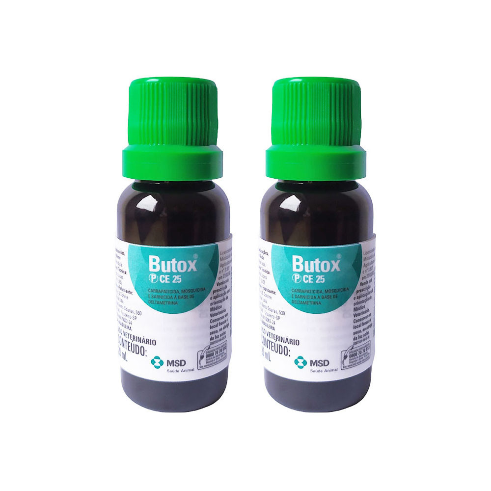 Kit 2 Butox Ce-25 20ml Carrapaticida Sarnicida Pulgas - MSD | Shopee Brasil