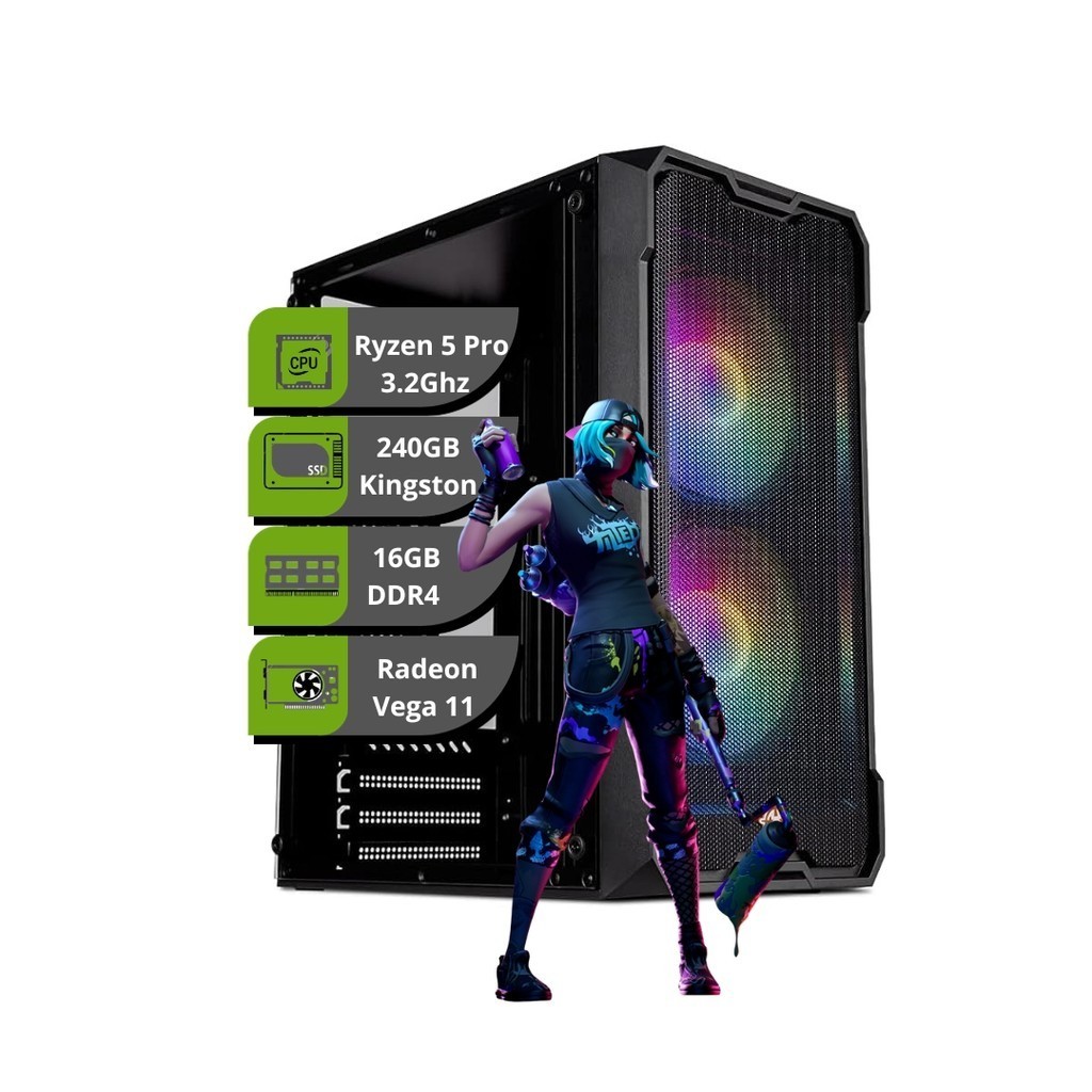 Pc Gamer TGT Ryzen 5 Pro 16GB DDR4 Ssd 240GB Radeon Vega 11