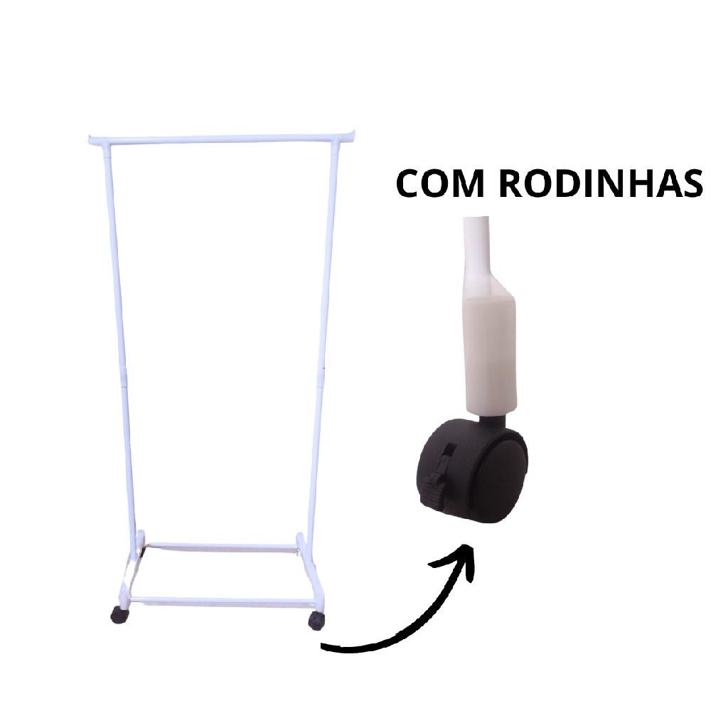 Arara de roupas com prateleira 60 x 35 x 130 cm - Com Rodinhas