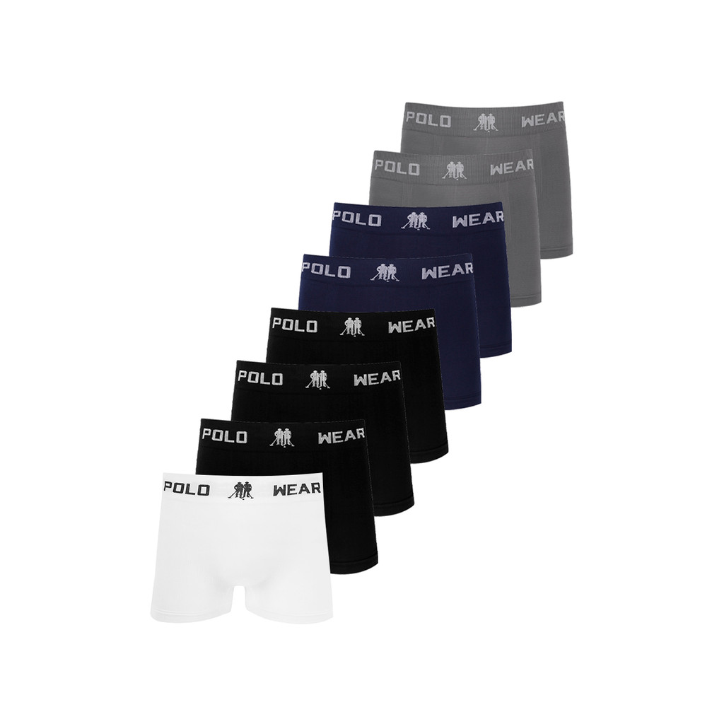 Kit 8 Cuecas Masculinas Boxer Microfibra Polo Wear Sortido