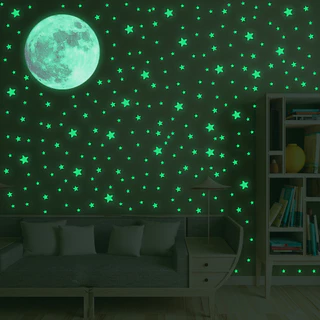 100pcs Arte De Parede De Adesivo Com Estrelas Luminosas Para Decoração De Quarto Infantil/estrelinhas Que Brilham No Esc