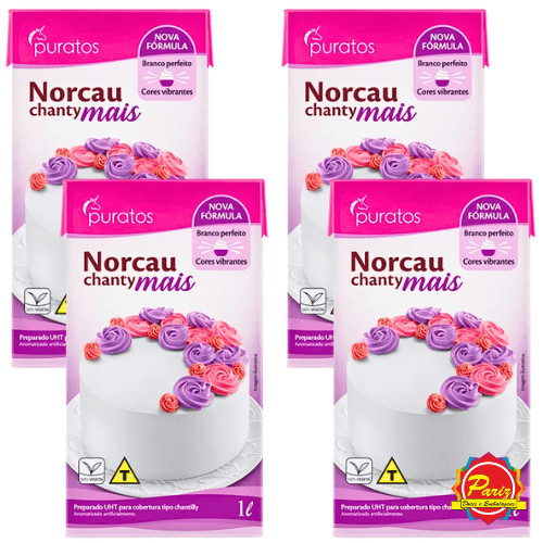 KIT 4 Chantilly Chanty Mais Norcau 1 Litro Chantilly para Bolo Tortas ...