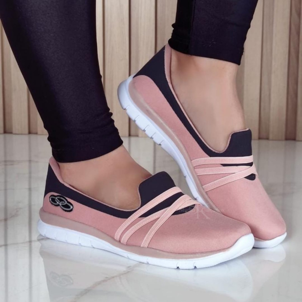 Tênis Sapatilha Feminina Slip On Solado Antiderrapante Macia Flexivel ...