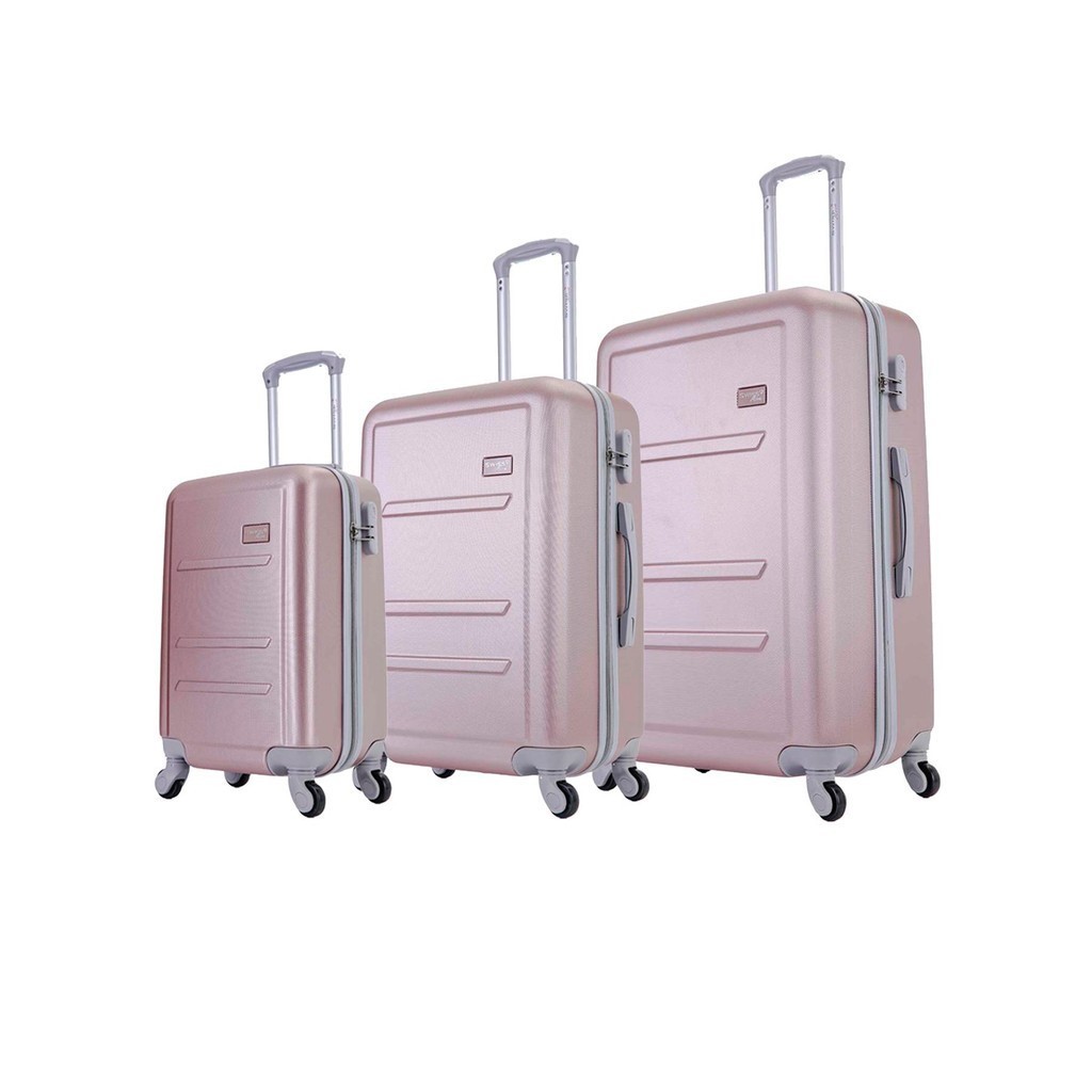 Kit 3 mala de viagem rodas 360° PMG Montreal Rose Swiss Move