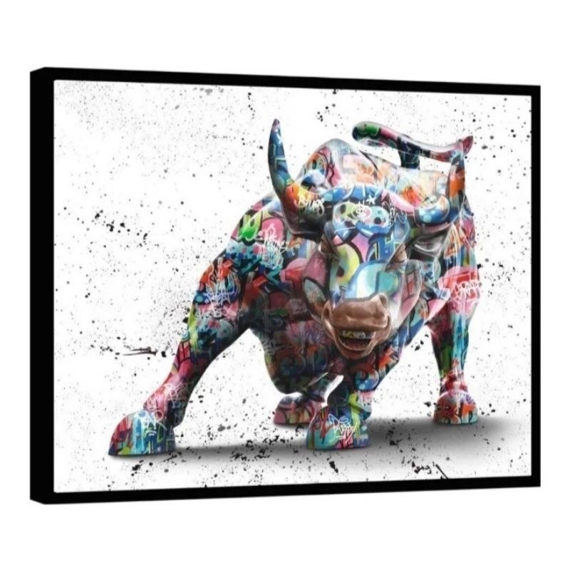Quadro Decorativo Abstrato Pintura Touro Sala Quarto