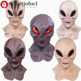 SWEETJOHN1 Máscara Alienígena De Horror , Halloween De Olhos Grandes Assustadores , Decoração De Festas Vestido De Carnaval De Látex Super Macio