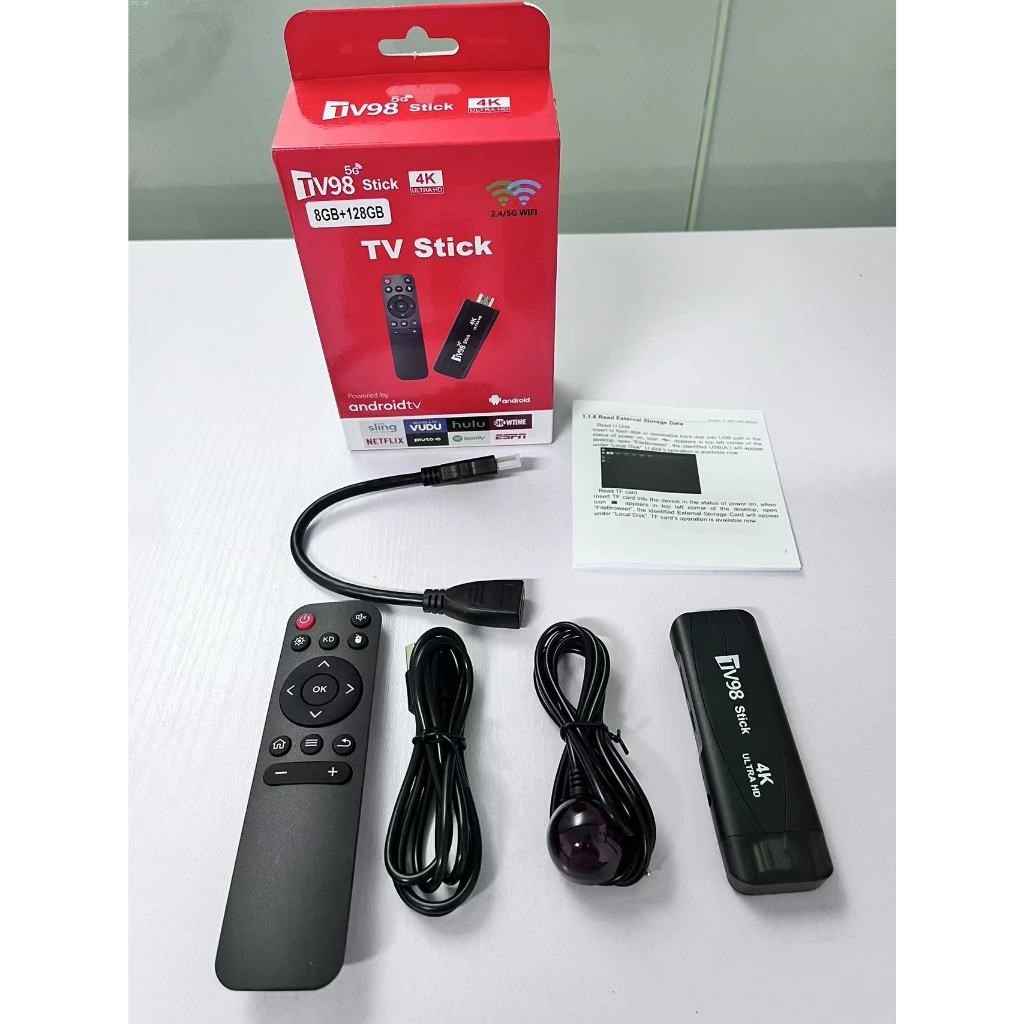 TV98 Global 4K TV Stick e Android 12.1 Smart Media Dual 2.4G 5G WiFi 8GB/128GB 4K HD