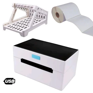 IMPRESSORA TÉRMICA DE ETIQUETA ATÉ 100mm USB CC431 + 1 ROLO DE ETIQUETA TÉRMICA 100 X 150 + Suporte