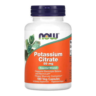 Citrato de Potássio 99mg Now Foods 180Veg Caps