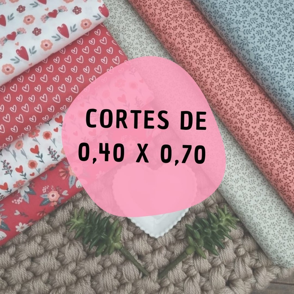 Tecido Tricoline 100% Algodão - Cortes de 0,40cm X 0,70cm