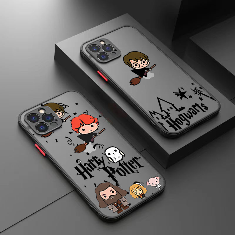 Desenho Animado Mágico Harry Potter Wand Castle Caixa De Telefone Temática Para iPhone 15 14 13 12 11 Pro Max XR X XS 7 8 14 15 Plus SE2 12 13 Mini Capa Translúcida Fosca