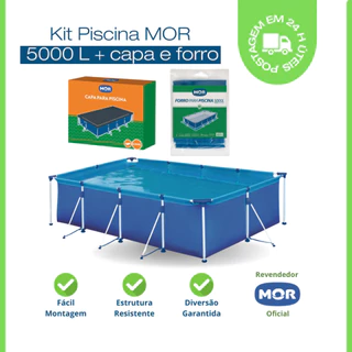 Kit Piscina 5000L + Capa + Forro MOR Proteção e Durabilidade