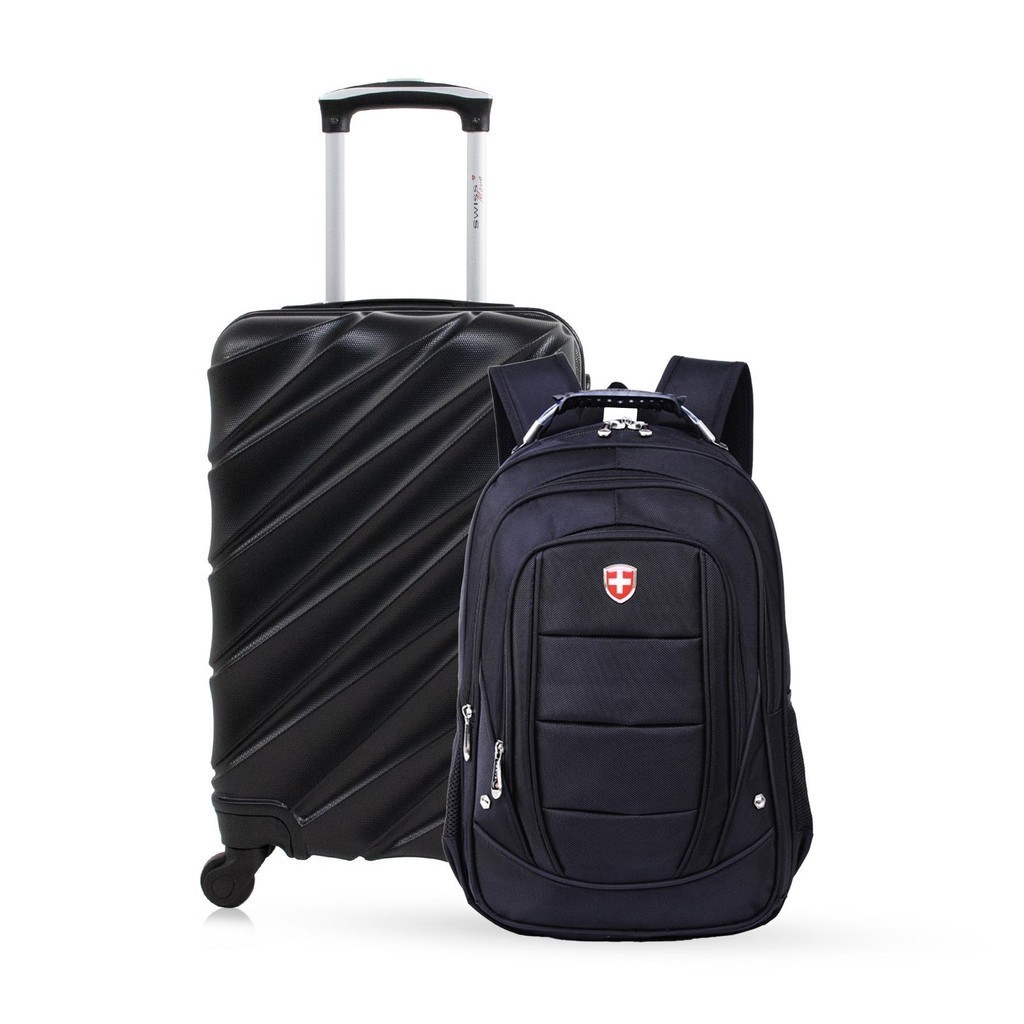 Kit Mala de bordo Preta Havana + Mochila Infinity Swiss Move