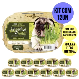 12UN Graminha Cachorro Auxilia digestão pet Elimina toxinas Digestive Grass Ipet 50g