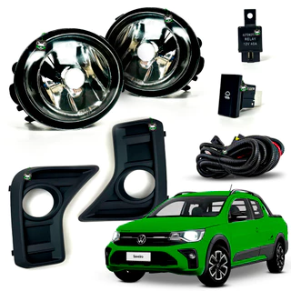 Kit Farol Aux de Milha Grade Preta Saveiro G8 2024 Em Diante