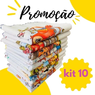Pano de Prato estampado original de Pia 100% algodão 30x38 com kit 10 estampado