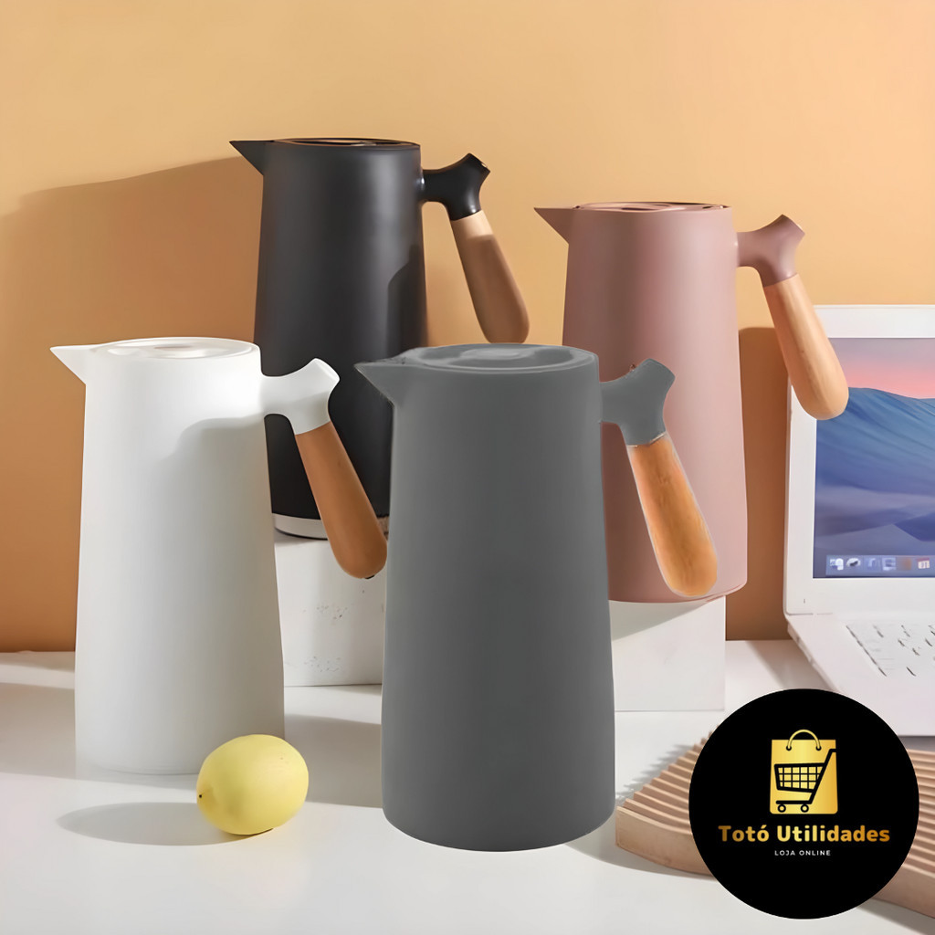 Garrafa Térmica Nórdica 1L Café Chá Cabo de Madeira