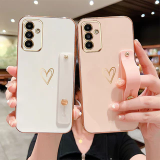 YBD Capinha De Celular Para Samsung Galaxy A34 A35 A54 A55 A24 A25 M14 M13 F13 M34 F34 M54 M55 C55 4G 5G Luxuosa Revestimento Amoroso Suporte Coração Antichoque Silicone