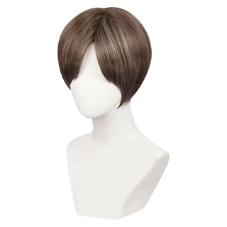 Biohazard Resident 4 Remake Leon S Kennedy Evil Cosplay Peruca Cabelo Castanho Curto Resistente Ao Calor Sintético Adereços De Carnaval De Halloween