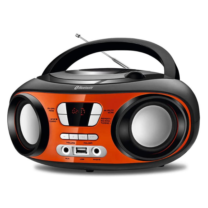 Radio CD Player Portatil Mondial USB Blueth FM Orange | Shopee Brasil