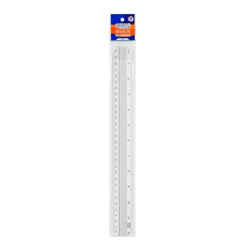 REGUA DE ALUMINIO CENTIMETROS E POLEGADAS FIRME E RESISTENTE ESCOLAR ...