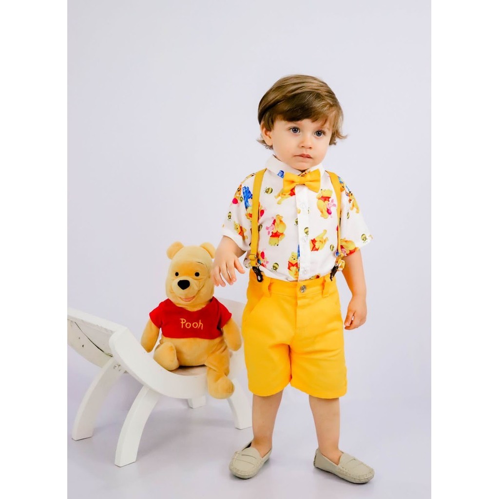 Conjunto infantil tematico URSINHO POOH roupa menino festa | Shopee Brasil
