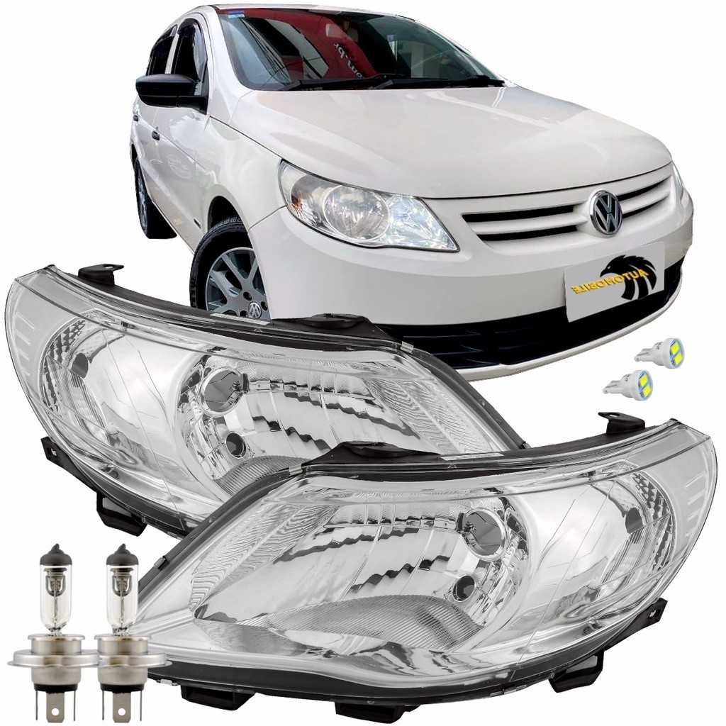 Par Farol Voyage GOL G5 2009 10 11 12 2013 Foco Simples com Lampada H4 ...
