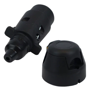 Kit Engate Reboque 7 Polos Bivolt Plastico Preto Macho Femea Carretinha Cavalo Mecanico Facil Encaixe
