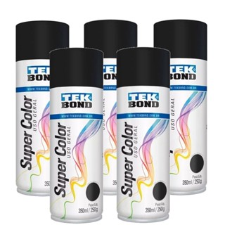 Kit 5 tintas spray preto fosco de uso geral 350 ml - TekBond