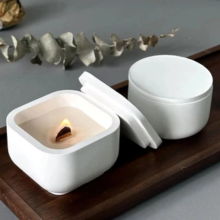 CHK Frasco De Vela Perfumado Siliocne Molde De Faça-Você-Mesmo Caixa De Armazenamento Redonda Moldes De Resina Epóxi Cimento Artesanal Em Pote Com Tampa Ferramentas Para Decoração De Casa