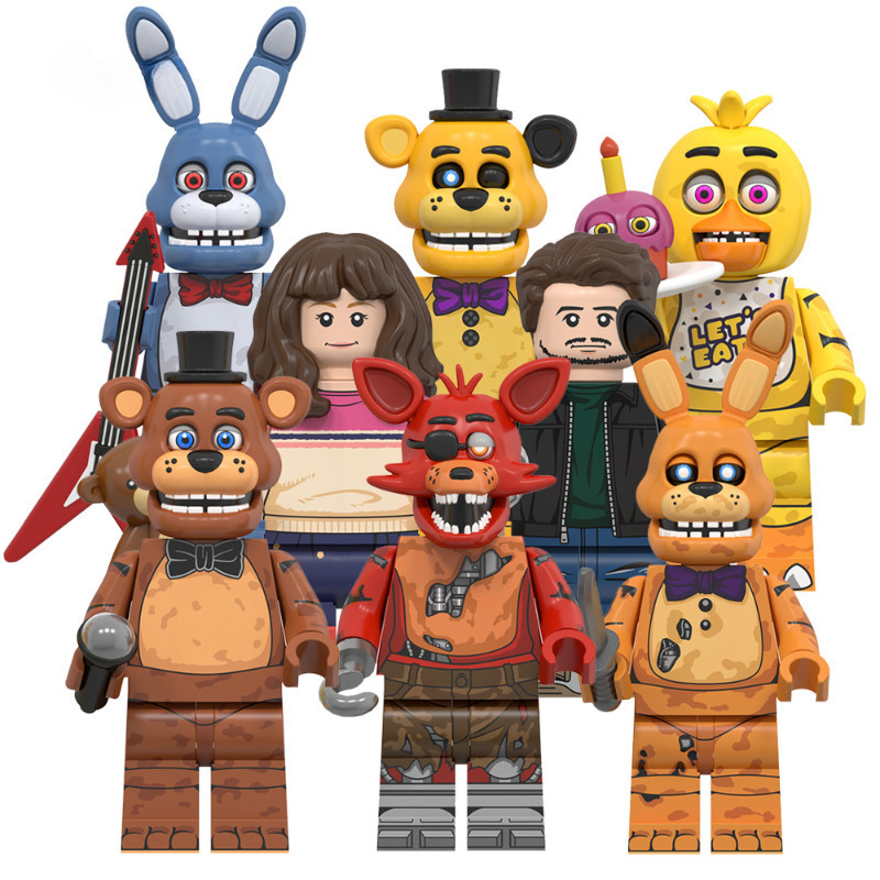 FNAF Cinco Noites No Freddy Chica Bonnie Foxy Abby Mike Mini Bloco De Construção Figura Brinquedos Infantis Presente