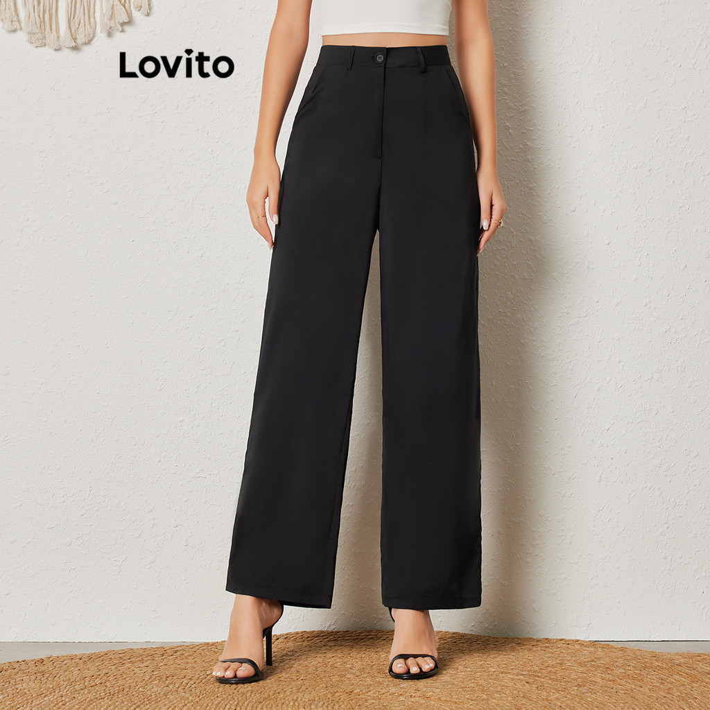 Lovito Casual Calça Feminina Lisa Básica LBL08226