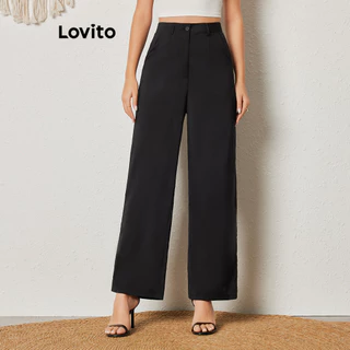 Lovito Casual Calça Feminina Lisa Básica LBL08226