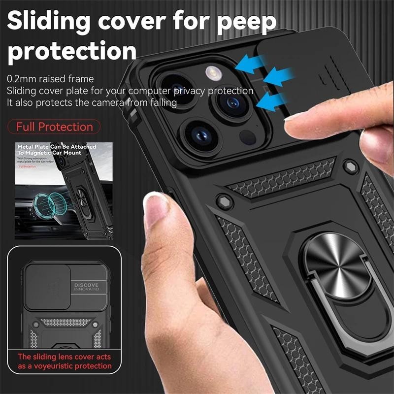 Capa Protetora Da Lente Câmera Para iPhone 15 14 13 12 Pro Max Xs XR SE 2020 7 8 Plus Armadura Deslizante À Prova De Choque