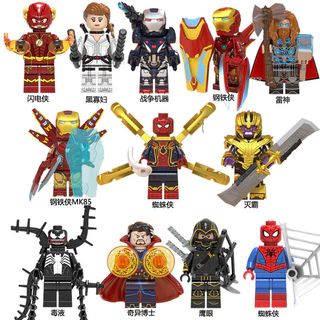 Marvel Vingadores Lego Homem de Ferro Homem-Aranha Minifigure Montagem de Blocos de Construção Brinquedos