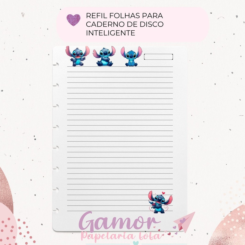 Refil Caderno De Disco Stitch Inteligente 75g 40 folhas | Shopee Brasil