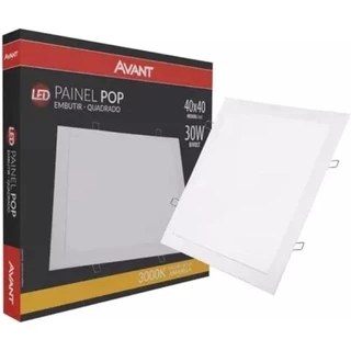 plafon Led painel Embutir Quadrado 40x40 30w 3000k amarelo avant teto interno e externo