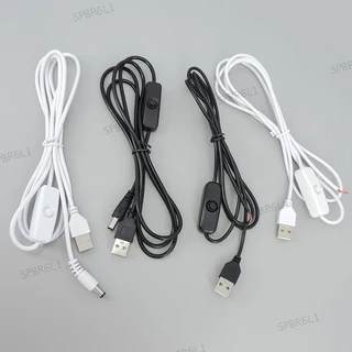 Fio De Fonte De Alimentação Macho DC 5V USB Com Cabo De Extensão De Interruptor De Botão Liga/Desliga 501 Para Tiras De