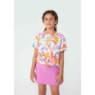 Blusa Infantil Menina Estampada Com Babados Hering Kids