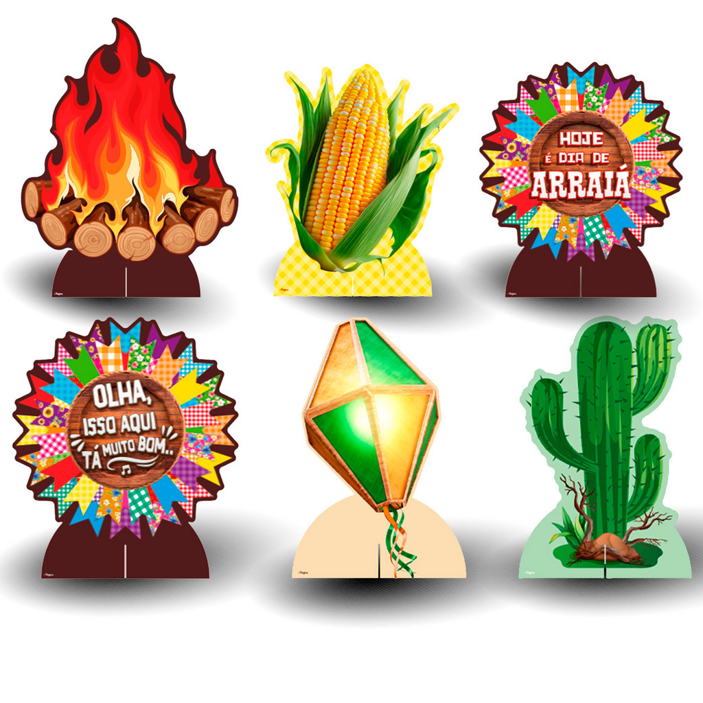 6 Display de mesa Decoração Festa Junina mais cor Arraia