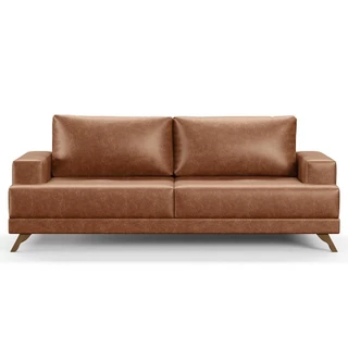 Sofá 160cm 2 Lugares Pés Curvos Santi Sintético D05 Camel - Mpozenato